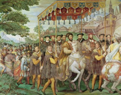 The Solemn Entrance of Emperor Charles V (1500-58), Francis I (1494-1547) and Alessandro Farnese (1546-92) to Paris in 1540, from the 